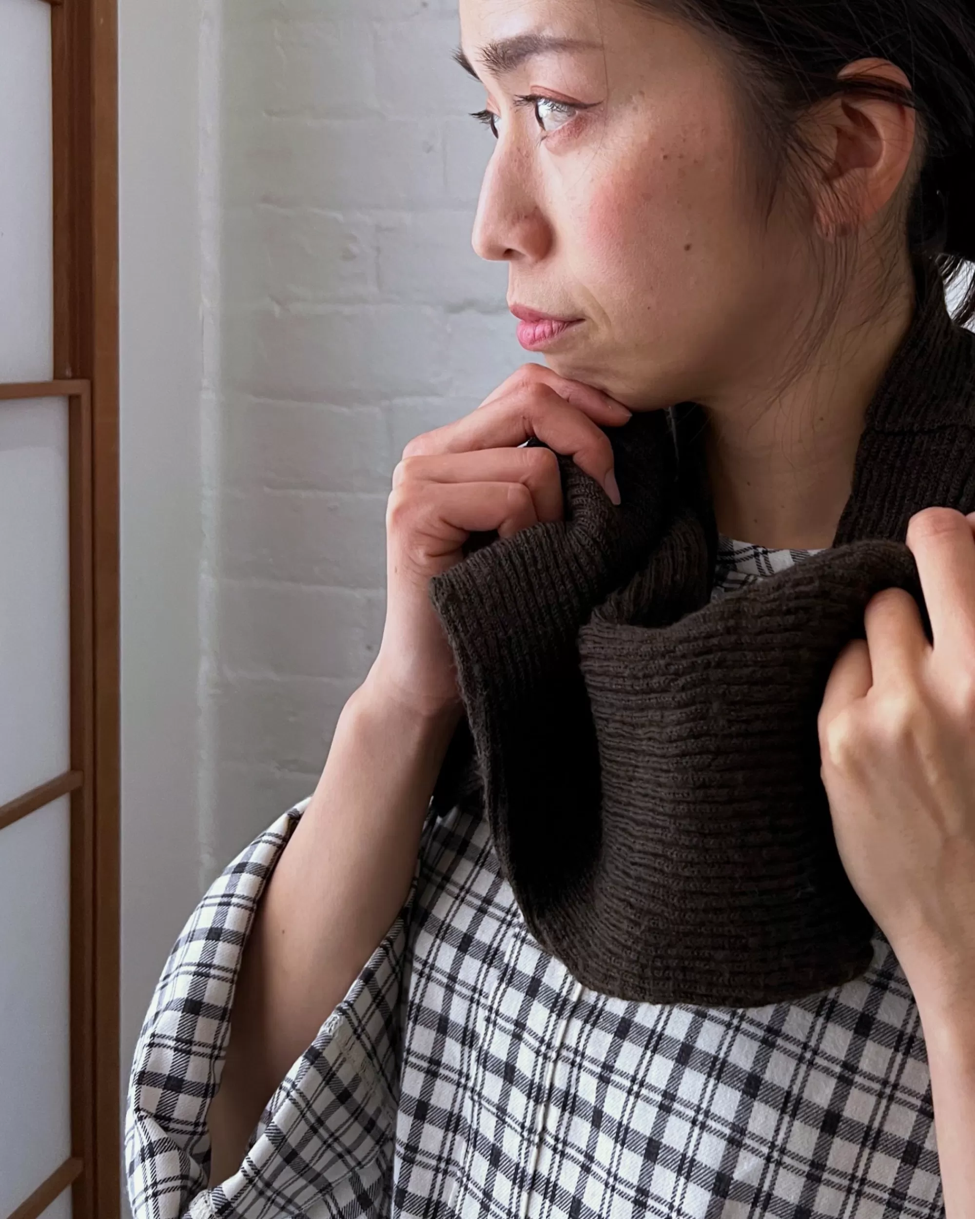 nishiguchi kutsushita Memeri : Echarpe A Boucle En Laine Merinos En Clou De Girofle Clearance