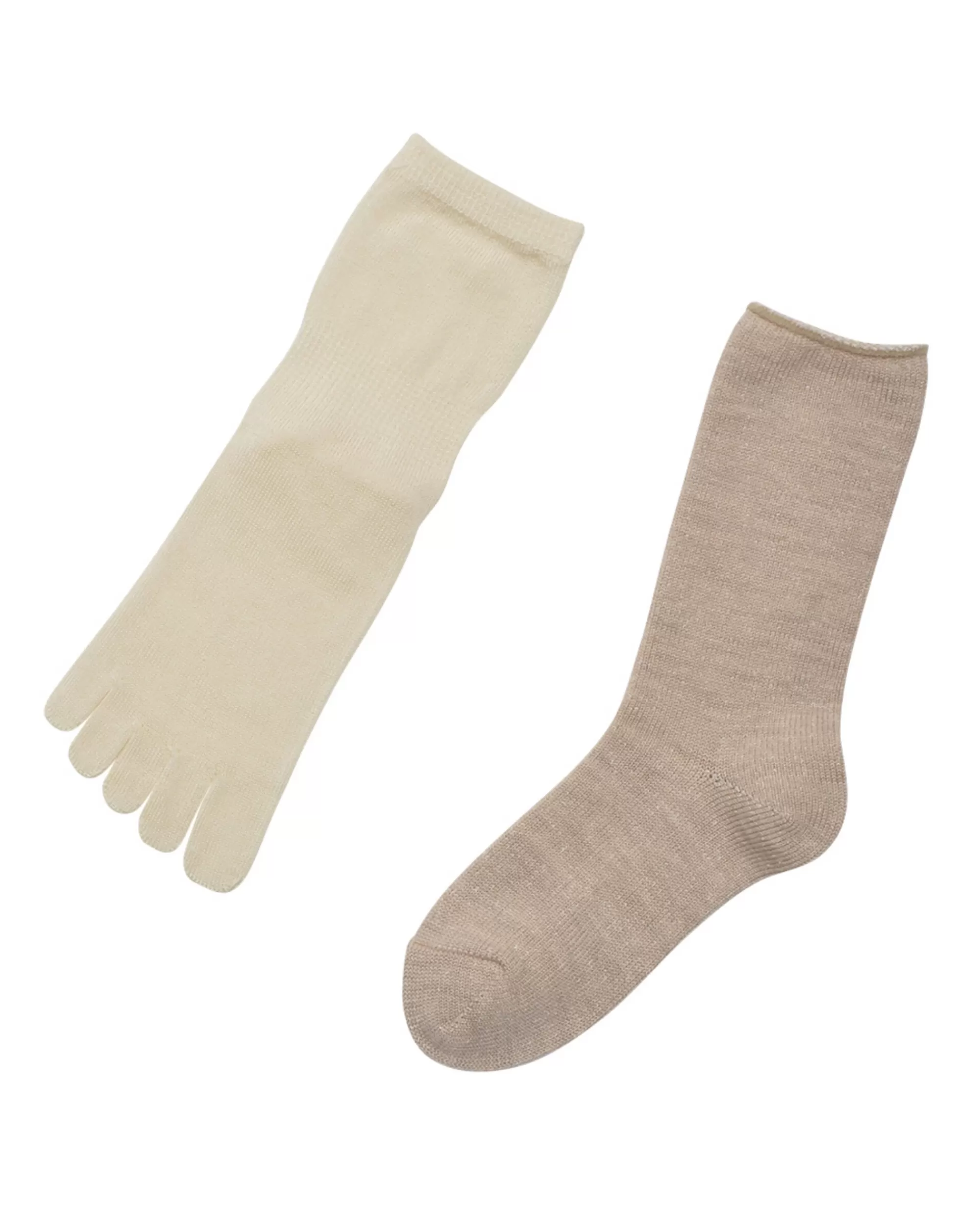 nishiguchi kutsushita Memeri : Ensemble De Chaussettes Superposees En Laine Et Soie Outlet