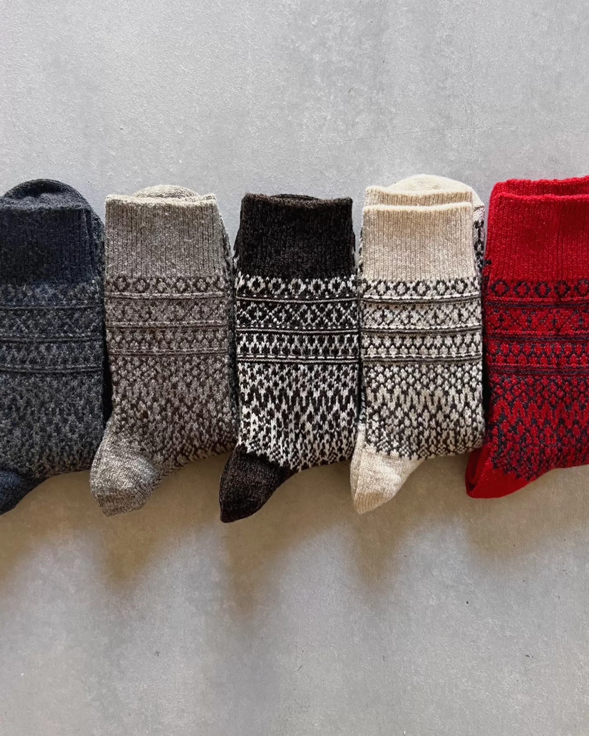 nishiguchi kutsushita : Chaussettes Oslo Laine Jacquard Clearance